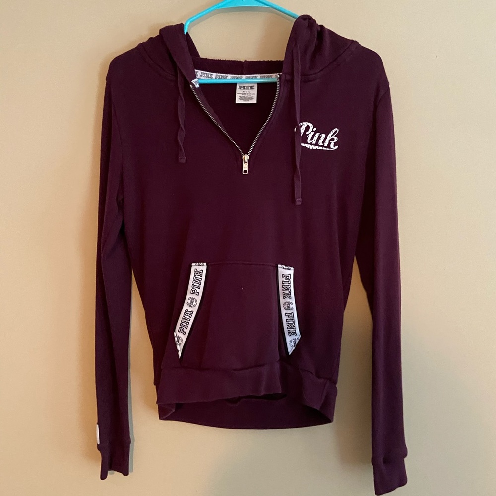 maroon quarter zip up sweatshirt